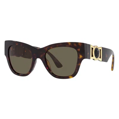 Versace Cat Eye Full Rim, With A Dark Havana Frame And Brown Lens.