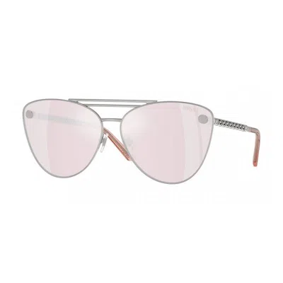 Versace Cat Eye Full Rim, With A Silver Frame And Pink Mirror White Lens.