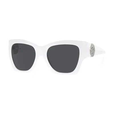 Versace Cat Eye Full Rim, With A White Frame And Dark Grey Lens.
