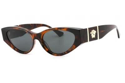 Pre-owned Versace Cat Eye Sunglasses In Havana/dark Grey (ve4454/542987)