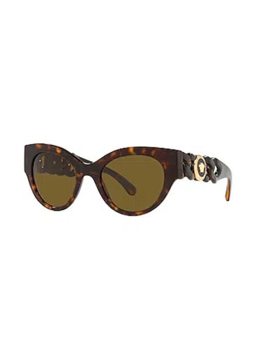 Pre-owned Versace Cat Eye Sunglasses In Tortise (ve4408/10873)