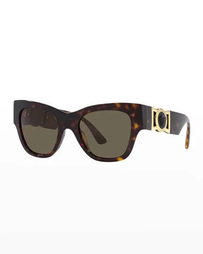 Pre-owned Versace Cat Eye Sunglasses In Tortise (ve4415u/1083/52)