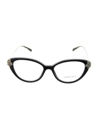 Pre-owned Versace Cat-eye Eyeglasses In Black