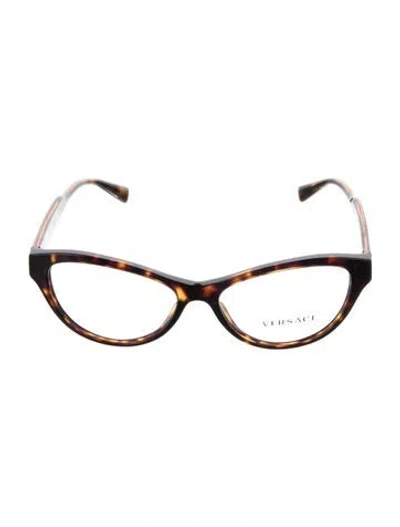 Pre-owned Versace Cat-eye Eyeglasses In Brown