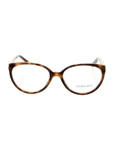 Pre-owned Versace Cat-eye Eyeglasses In Brown