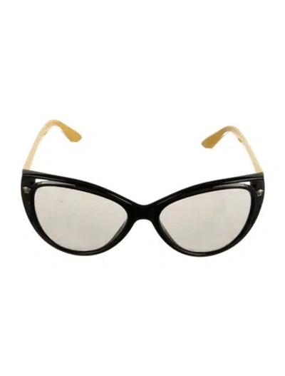 Pre-owned Versace Cat-eye Mirrored Sunglasses In Black