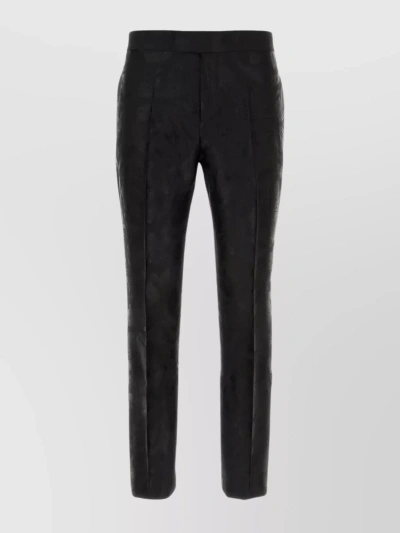 Versace Central Pleated High Waist Slim Fit Trousers In Black