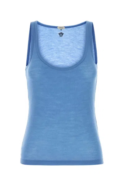 Versace Cerulean Blue Wool Tank Top