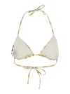Versace White Bikini Top With All-over Chain Print In White