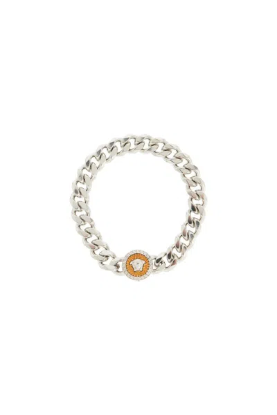 Versace "chain Bracelet With Medusa Charm In Argento