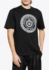 Versace Chain Crest Print Crewneck T-shirt In Black