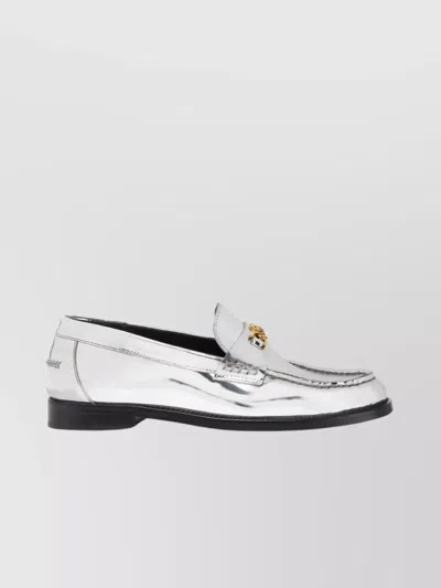 VERSACE CHAIN DETAIL LOAFERS WITH METALLIC FINISH