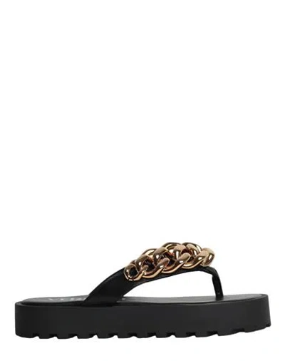Versace Chain Leather Sandals Woman Thong Sandal Black Size 8 Calfskin