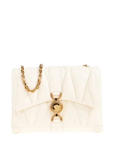 Versace Chain Leather Tote Bag In Neutral