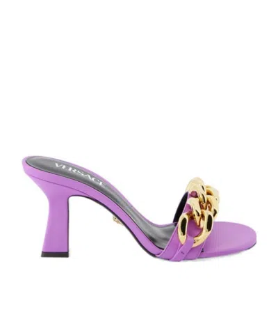VERSACE VERSACE MEDUSA CHAIN LINKED SLIP-ON MULES