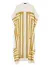 Versace Multicolordress With Classic Collar And All-over Chain Print In Neutrals