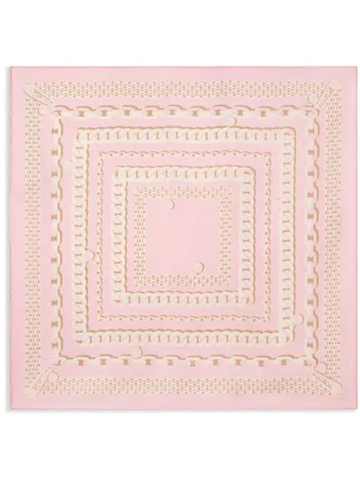 Versace Large Silk Chain Pattern Square Scarf In Multicolor