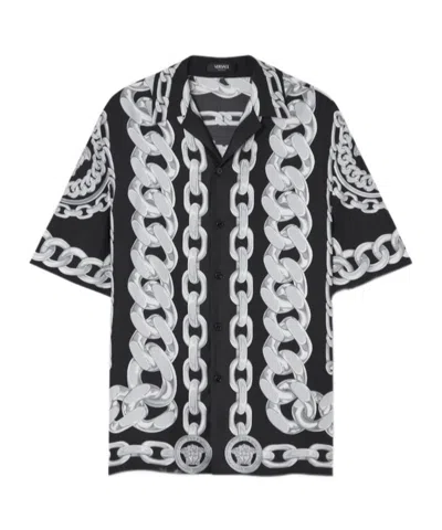 VERSACE VERSACE CHAIN-LINK PRINTED SHORT-SLEEVED SHIRT