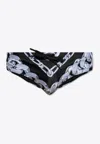 Versace Chain Print Mid-rise Elasticated Drawstring Beachwear In Black
