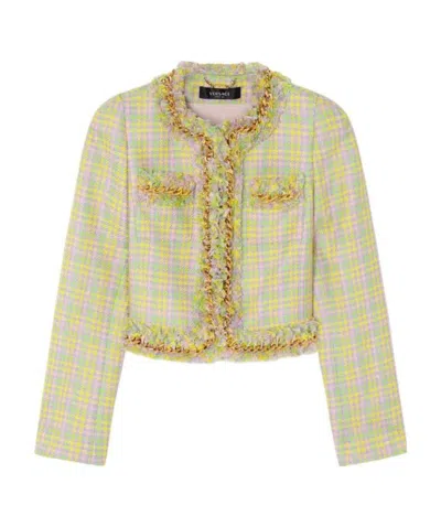 VERSACE HOUNDSTOOTH-PRINT TWEED JACKET