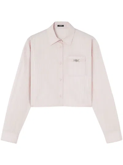 VERSACE PINSTRIPE CHAIN CROPPED SHIRT