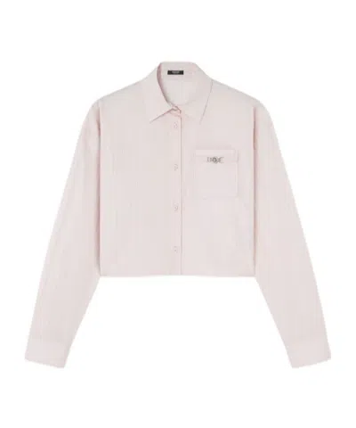 VERSACE VERSACE CHAIN-MOTIF BUTTON-UP CROPPED SHIRT