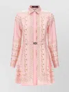 Versace Chain Pattern Waist Belted Cuffs Dress