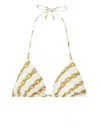 Versace Foulard Print Triangle Bikini Top In Weiss