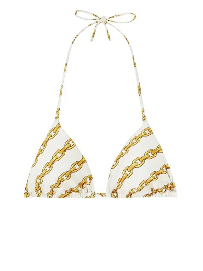 VERSACE CHAIN-PRINT BIKINI TOP - WOMEN'S - POLYESTER/ELASTANE