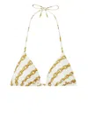 Versace Foulard Print Triangle Bikini Top In White