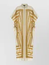 Versace Multicolordress With Classic Collar And All-over Chain Print In Cotton And Silk Blend Woman