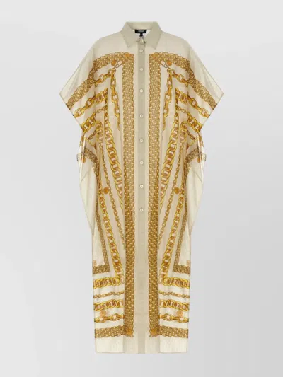 VERSACE CHAIN PRINT COLLAR DETAIL SHEER FABRIC DRESS
