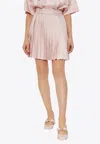 Versace Chain Print Pleated Mini Skirt In Pink