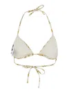 Versace Chain Print Tech Fabric Bikini Top In White