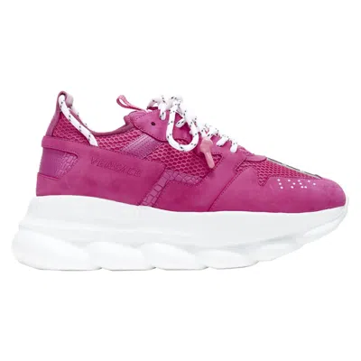 Pre-owned Versace Chain Reaction Blowzy Shocking Pink Suede Chunky Dad Sneaker Eu39.5
