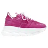 Versace Chain Reaction Blowzy All Pink Suede Low Top Chunky Sneaker Eu42 In Pink