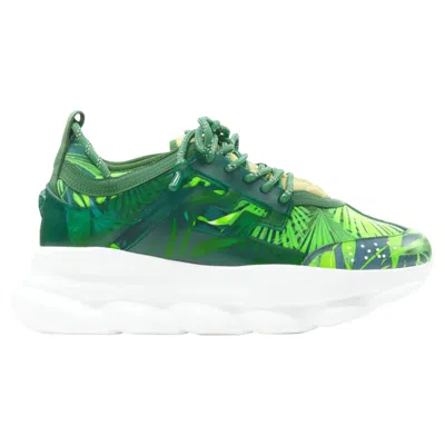 Versace Chain Reaction Jungle Print Chunky Sole Sneaker In Green