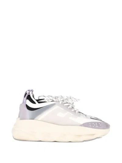 Pre-owned Versace Chain Reaction Lace-up Sneakers In White