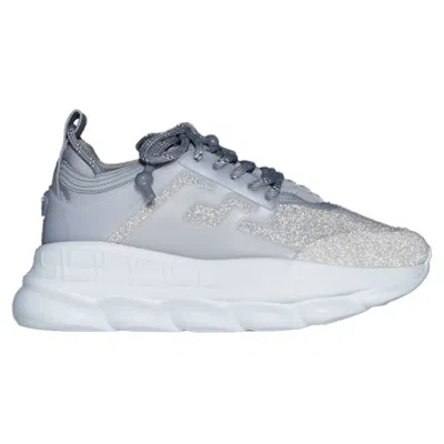 Versace Chain Reaction Reflective Silver Crystal Rhinestone Sneaker