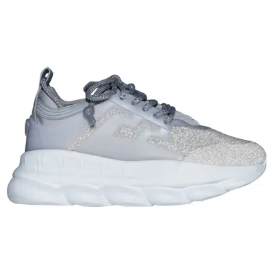 Versace Chain Reaction Reflective Silver Crystal Rhinestone Sneaker