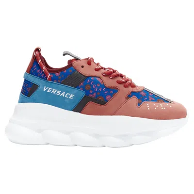 Pre-owned Versace Chain Reaction Salehe Bembury Red Medallion Blue Sneaker Eu40.5