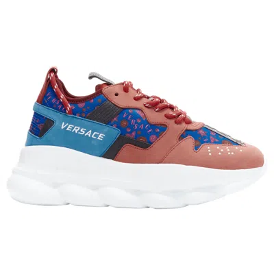 Pre-owned Versace Chain Reaction Salehe Bembury Red Medallion Blue Sneaker Eu40.5