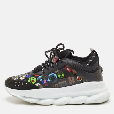 Pre-owned Versace Chain Reaction Size 44 Multicolor Fabric Rubber And Suede Low Top Sneakers