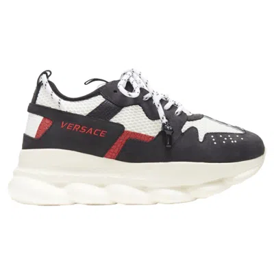 Versace Chain Reaction Suede Mesh Low Chunky Sneaker In Black