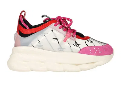 Pre-owned Versace Chain Reaction (women's) Sneakers In White/black/fuschia