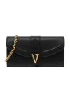 Versace V-logo Chain Clutch Bag In Black