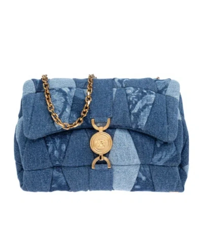 Versace Chain Shoulder Bag In Blue