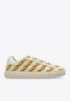 Versace Chain Stripes Greca Sneakers In Beige