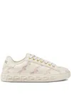 Versace Chain Stripes Greca Sneakers In White+pink