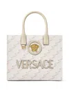 Versace Chain-stripes Tote Bag In White